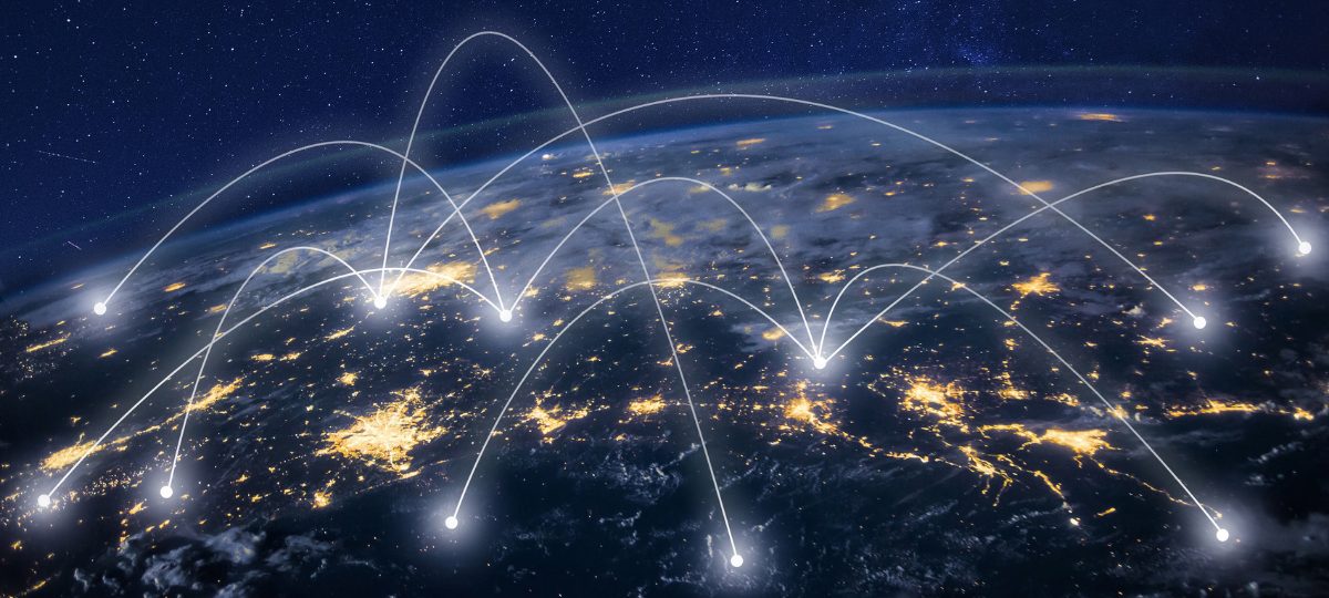 Red de conexiones globales sobre el planeta